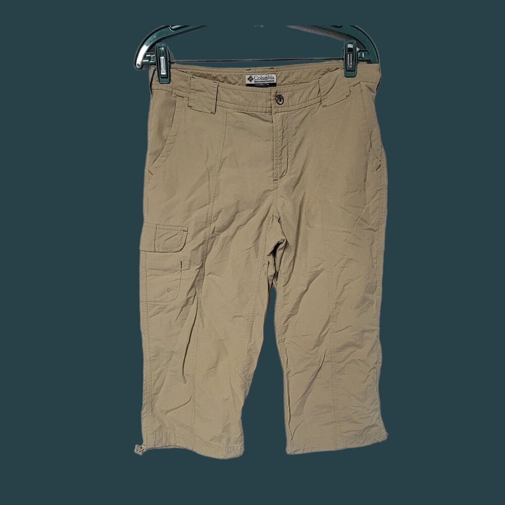 Columbia Capri Pants Size 6 Khaki Hiking Outdoor Cotton‎ Nylon